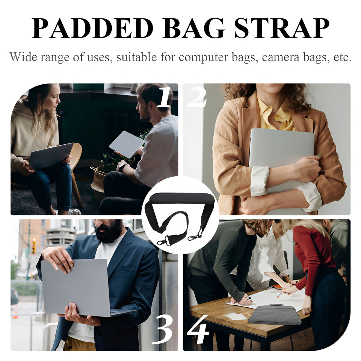 Adjustable Crossbody Strap for Laptop and Travel Bags, Padded Shoulder Belt - Image 5