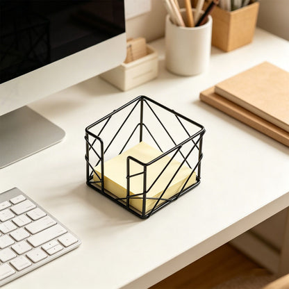 Rose Gold Metal Memo Cube Holder, Bottom-Dispensing Sticky Note Box - Image 5
