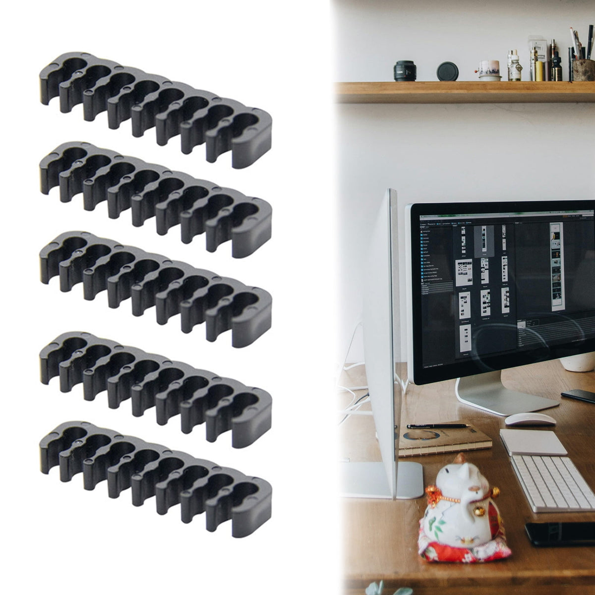 Cable Clips for Computer Builds, 10-Piece Black Wire Organizers, 1.5 in - Image 5